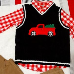 Little Lad Plain L/Sleeve Shirt/Brown Pants/Black/White Vest 5